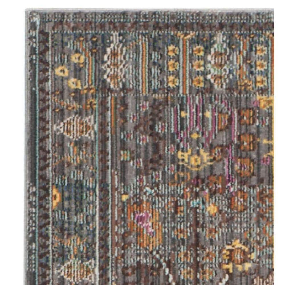 Valencia Grey and Multicolor Synthetic Runner Rug, 2'3" x 12'