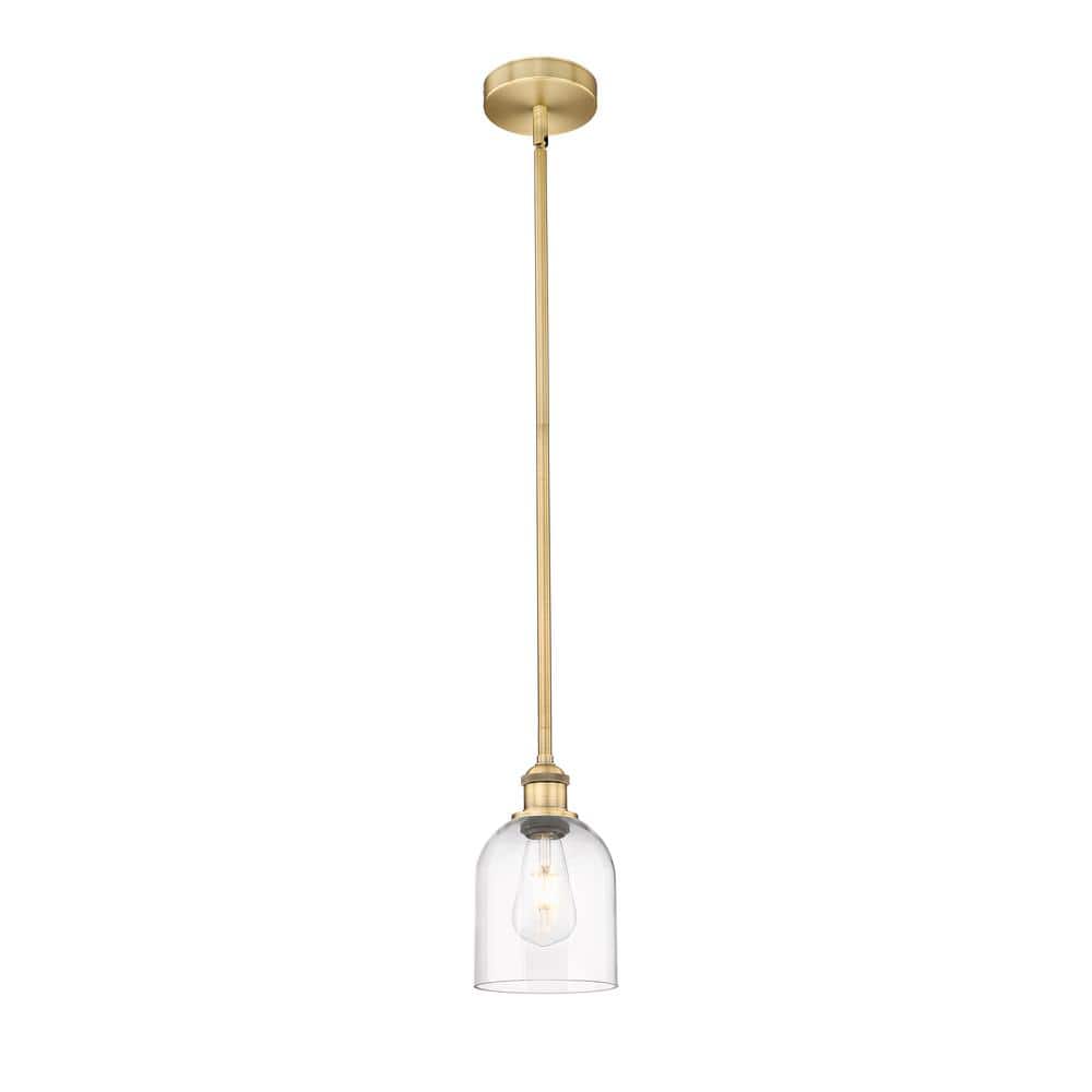 Bella 100-Watt 1-Light Brushed Brass Shaded Mini Pendant Light with Clear Glass Shade price history on PriceWatchPro