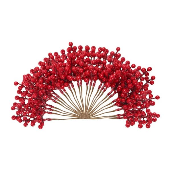 6.3 in. 50 Piece Christmas Tree Decorations Artificial Berry Stems Red Berry Picks for Xmas Winter Party Holiday