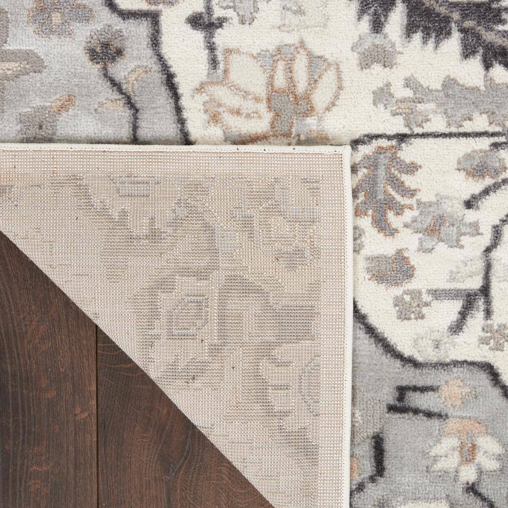 Ivory Grey Floral Medallion 5'3" x 7'3" Synthetic Area Rug