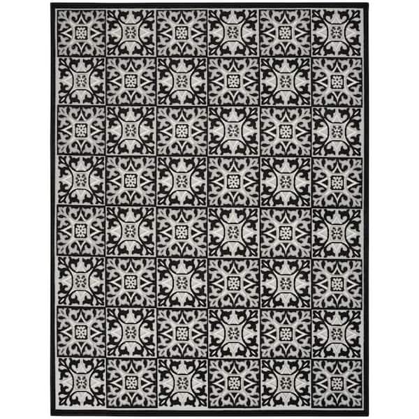 Black, White 5 ft. x 8 ft. Woven Polypropylene Rectangle Indoor/Outdoor Area Rug