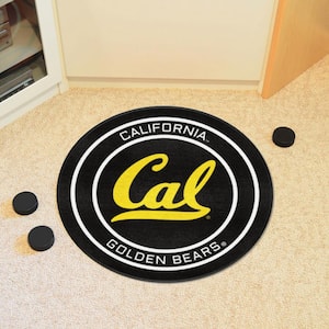 Cal Black 2 ft. Round Hockey Puck Accent Rug