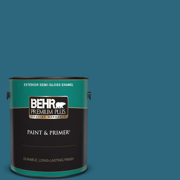 BEHR PREMIUM PLUS 1 gal. #M480-7 Ice Cave Semi-Gloss Enamel Exterior Paint & Primer