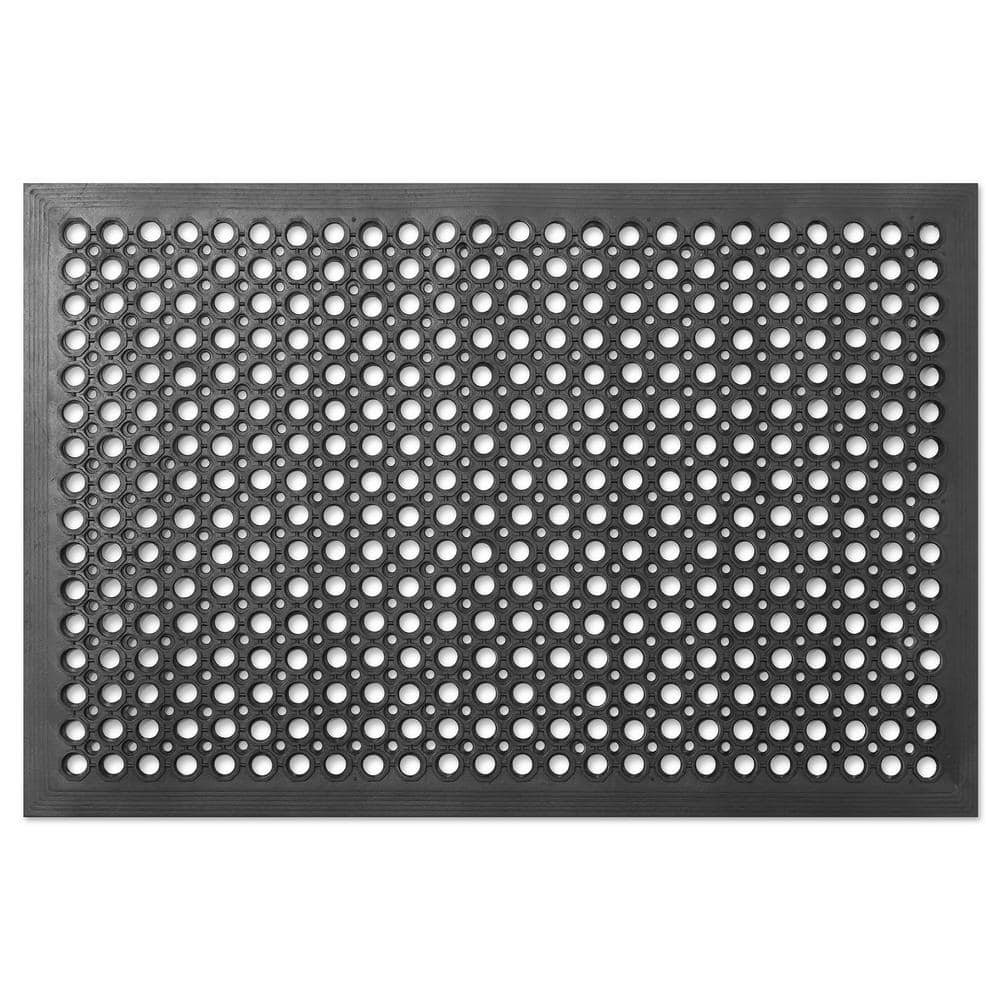 Black 36" x 36" Non-Slip Rubber Kitchen Drainage Mat