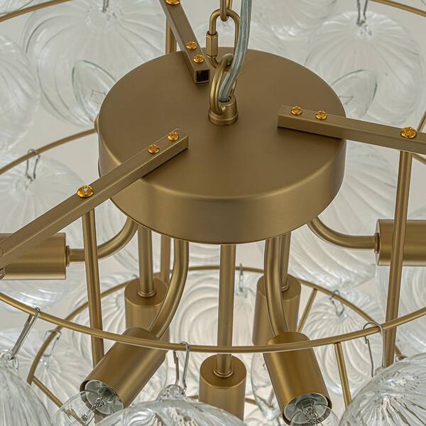 VUES D’ATELIER HUOKU Neuvy 27.6 in. W 9-Light Brushed Gold Brass Clear