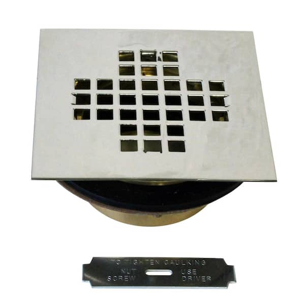 Westbrass 2 in. NoCaulk Brass Compression Shower Drain with 41/4 in