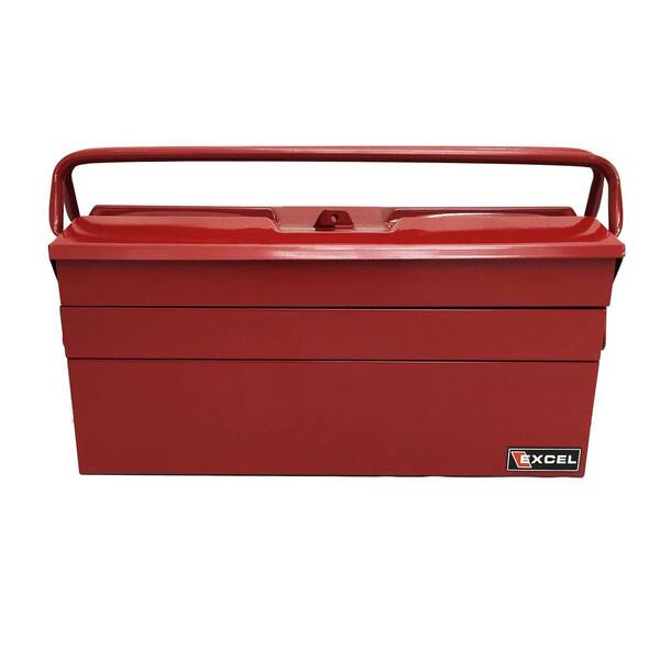 Excel 19.5 in. W x 7.9 in. D x 11.4 in. H Cantilever Portable Steel Tool Box, Red