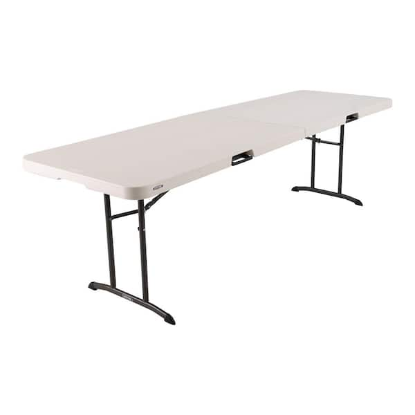 Lifetime 96 in. Almond Plastic Portable Fold-in-Half Folding Banquet Table