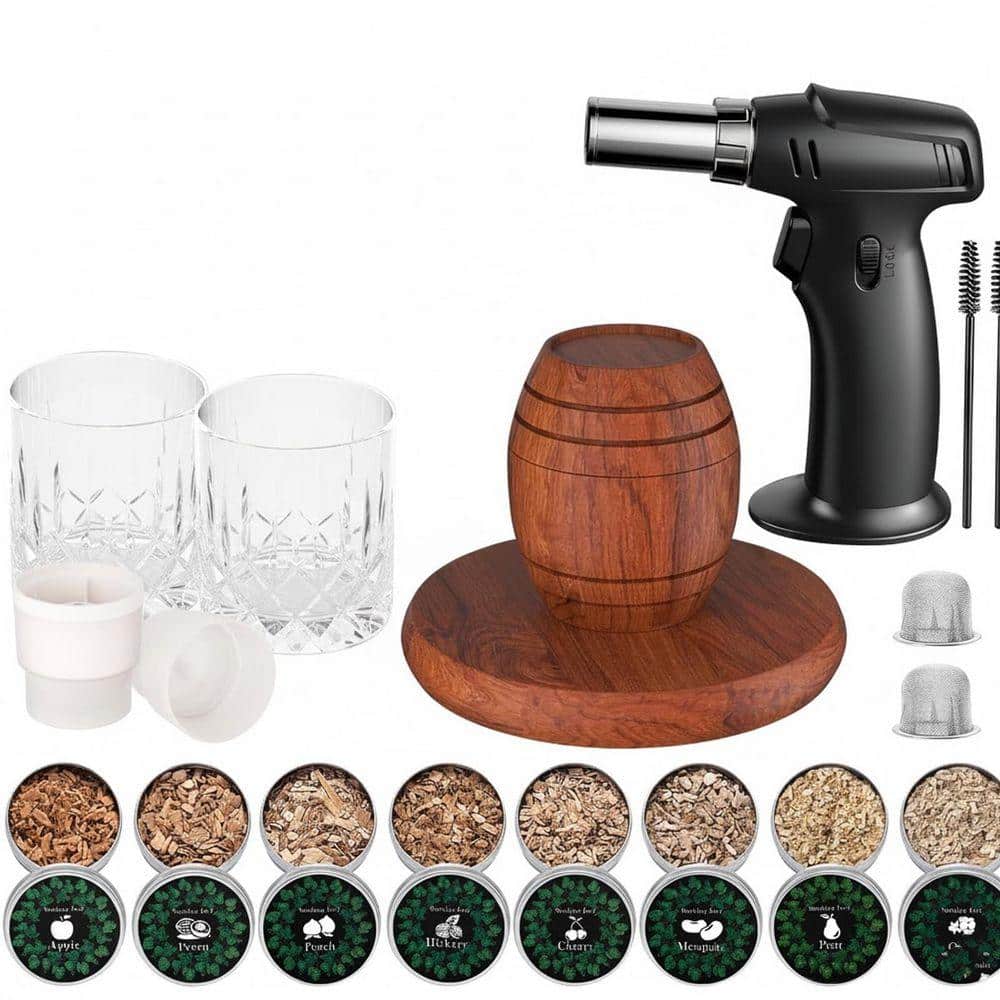 Lynzavix Old Fashioned Cocktail Whiskey Smoker Kit with Torch, 6