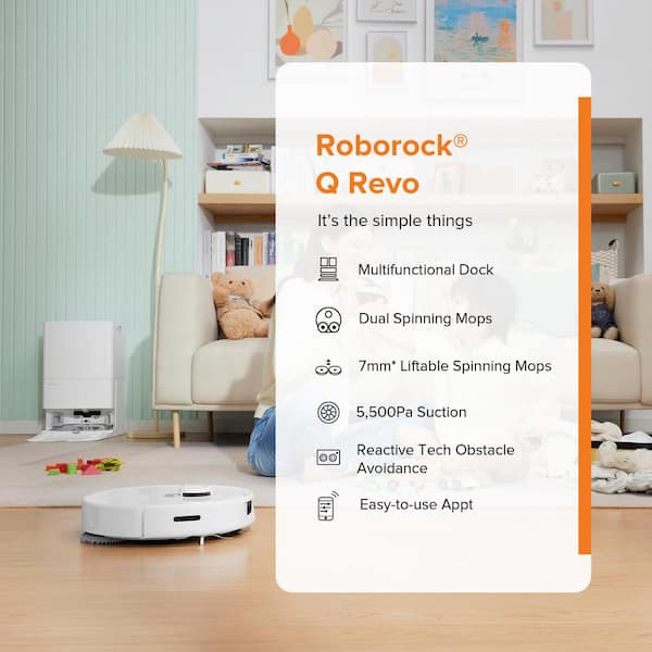 ROBOROCK Q8 Max 15.7 in. W Robotic Vacuum and Mop with Smart