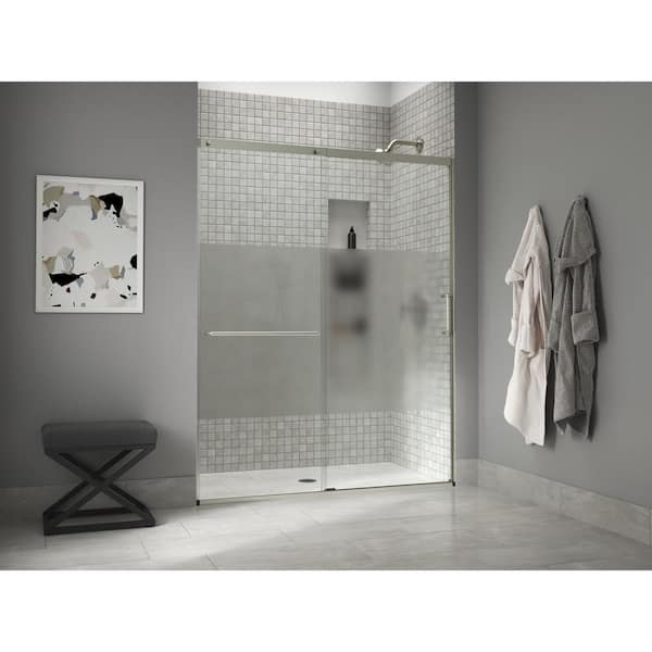 KOHLER Elate Tall 50-54 in. W x 76 in. H Sliding Frameless Shower Door in Anodized Matte Nickel with 5/16 in. Thick Glass