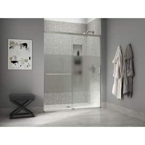 Elate Tall 56-60 in. W x 76 in. H Sliding Frameless Shower Door in Anodized Matte Nickel with Crystal Clear Glass