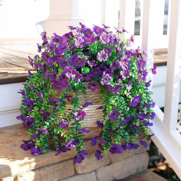 19.3 in. Dark Purple Outdoor Artificial Daisy Flower 2-Pcs DEZZ203
