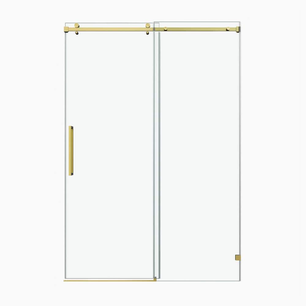 54 in. W x 76 in. H Fixed & Sliding Square Tube Shower Door in Brushed Gold with Clear Tempered Glass price history on PriceWatchPro