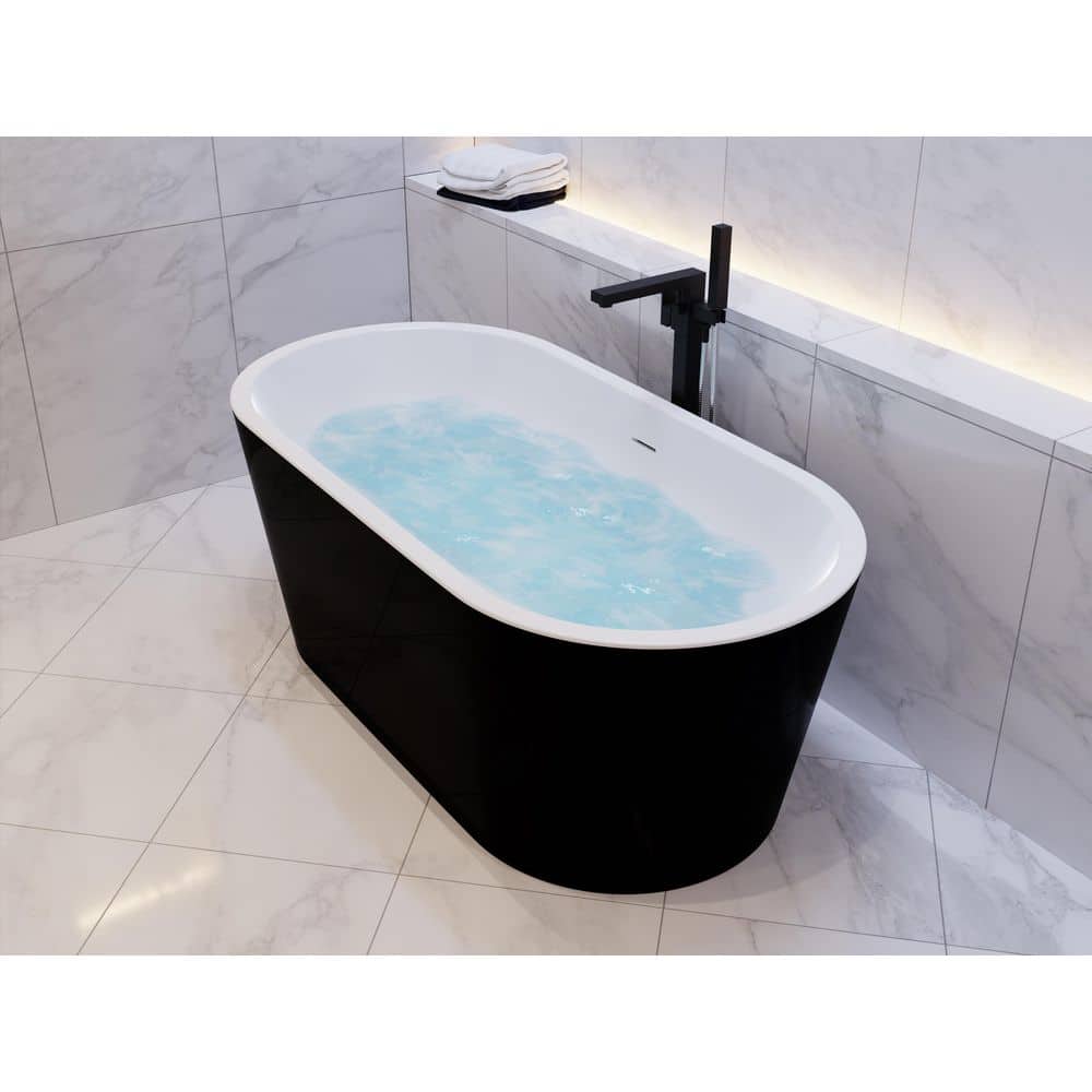 HD Series 55 in. x 30 in. Flat Bottom Acrylic Freestanding Soaking Bathtub 