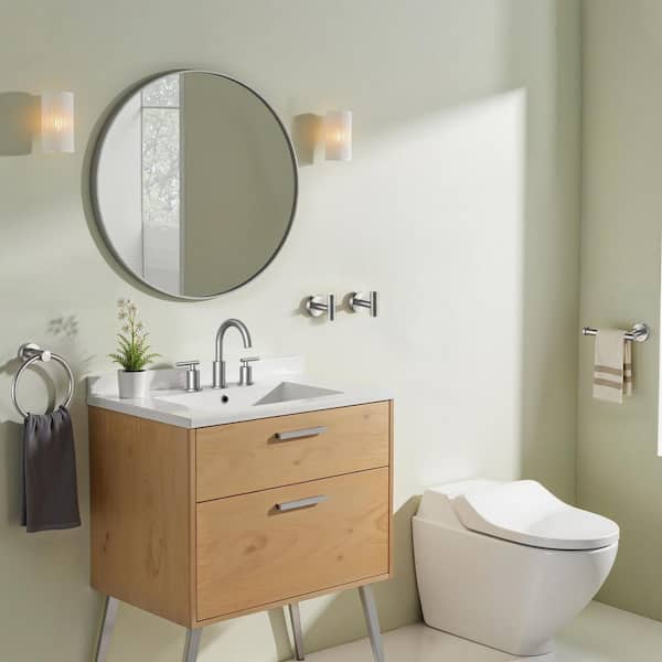 Bathroom Accessory Set With Robe Hooks,Towel Ring,Toilet Paper Holder in Brushed Nickel 4-Piece