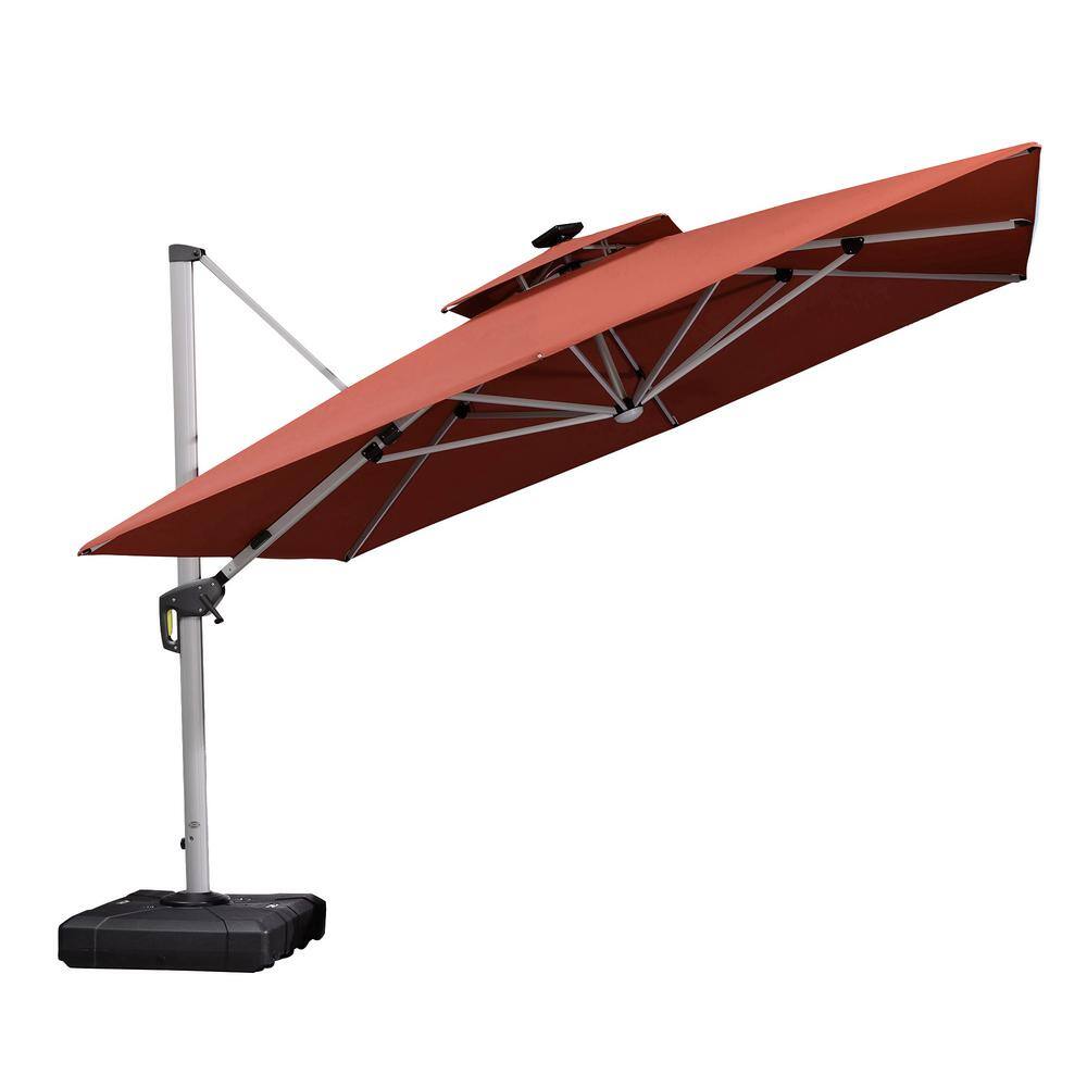 PURPLE LEAF 11 ft. Square Aluminum Solar Powered LED Patio Cantilever