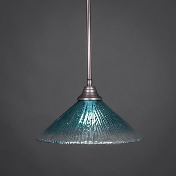 Unbranded Sparta 100-Watt 1-Light Brushed Nickel Bowl Mini Pendant Light with Glass Shade