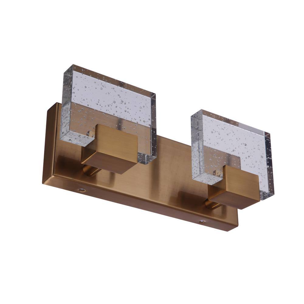Alamere 13" Satin Brass LED Vanity Light with Clear Glass