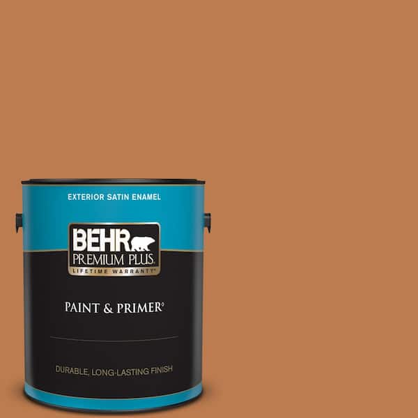 BEHR PREMIUM PLUS 1 gal. #260D-6 Chai Spice Satin Enamel Exterior Paint & Primer