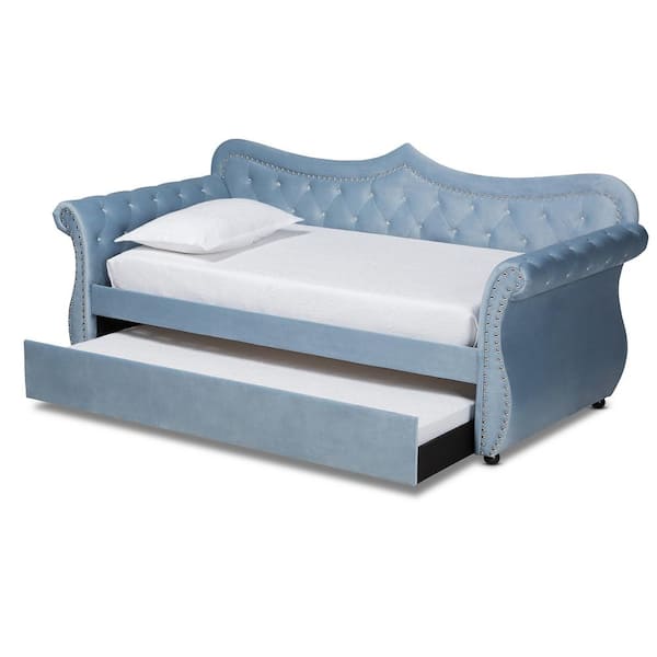 Baxton Studio Abbie Light Blue Twin Daybed with Trundle