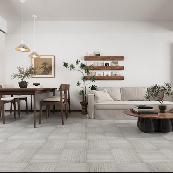 Light Grey 4 MIL x 12 in. W x 12 in. L Vinyl Plank Flooring, Water Resistant Peel and Stick Tile Flooring (36 sq. ft.)