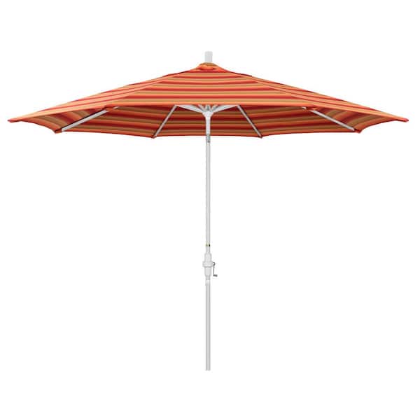 California Umbrella 11 ft. Matted White Aluminum Market Patio Umbrella with Aluminum Ribs Collar Tilt Crank Lift in Astoria Sunset Sunbrella ... California Umbrella 11 ft. Matted White Aluminum Market Patio Umbrella with Aluminum Ribs Collar Tilt Crank Lift in Astoria Sunset Sunbrella ...