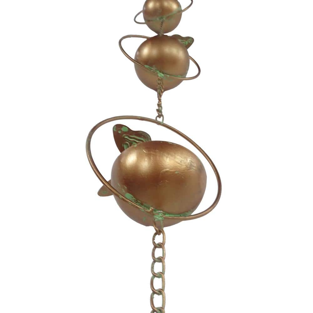 Copper Iron Hanging Butterfly Rain Chain with Spring, 73" Outdoor Decor