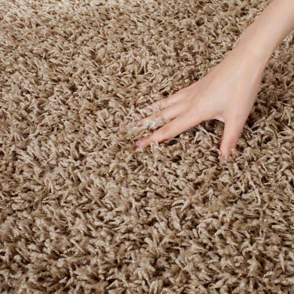 Athens Beige Synthetic Shag Area Rug 8' x 10'
