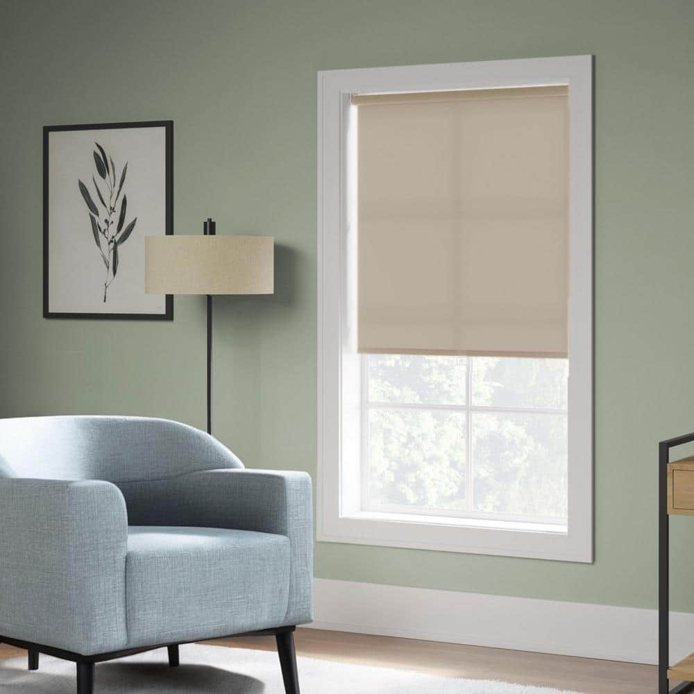 Cut-to-Size 53 in. W x 73 in. L Beige Cordless Light Filtering Polyester Fabric Roller Shade price history on PriceWatchPro