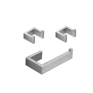 Wall Mounted 3-Piece Bath Hardware Set with Toilet Paper Holder Towel Hooks in Stainless Steel Brushed Nickel