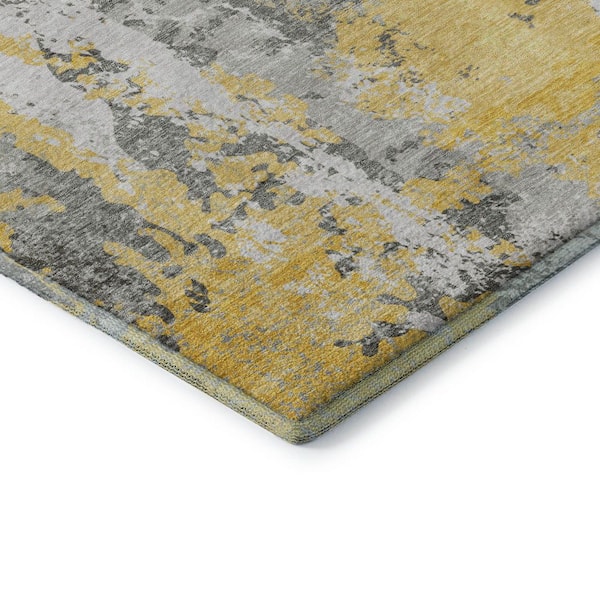 Mayfield Premium Machine Washable Abstract AMF1848 Yellow 9 ft. x 12 ft. Area Rug