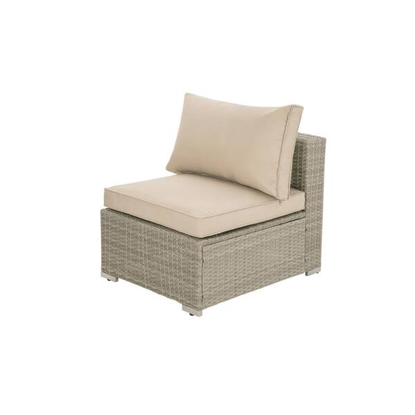 Mondawe 7 Piece Light Grey Outdoor Pe Rattan Wicker Garden Leisure Furniture Sectional Sofa Sets With 2 Pillows Beige Cushions Wf Hf 004 The Home Depot Mondawe 7 Piece Light Grey Outdoor Pe, Grey Rattan Garden Furniture Sets