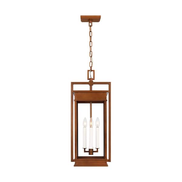 Generation Lighting Cupertino 26.375 in. H 4-Light Natural Copper Dimmable Outdoor Pendant Light with Clear Glass and No Bulbs Included