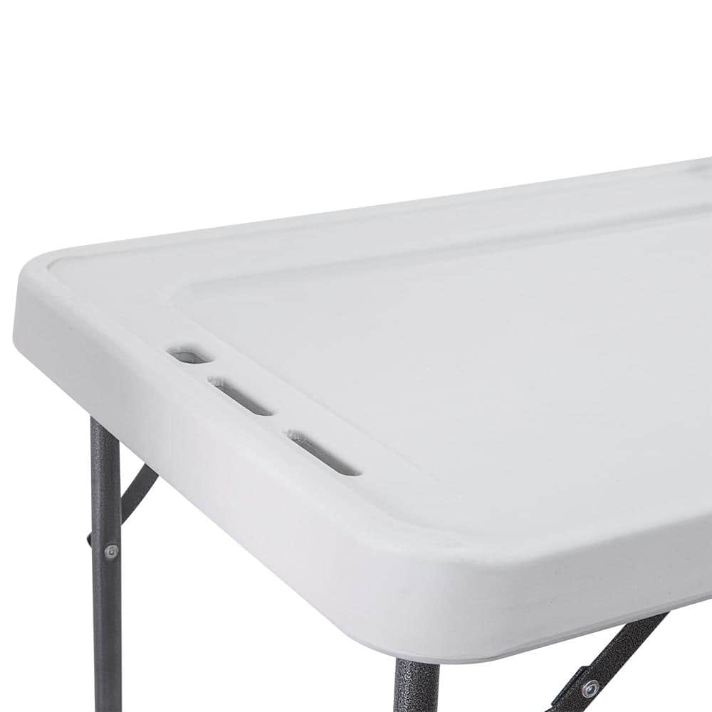 White HDPE Folding Fish Cleaning Table with Sink and Spray Gun