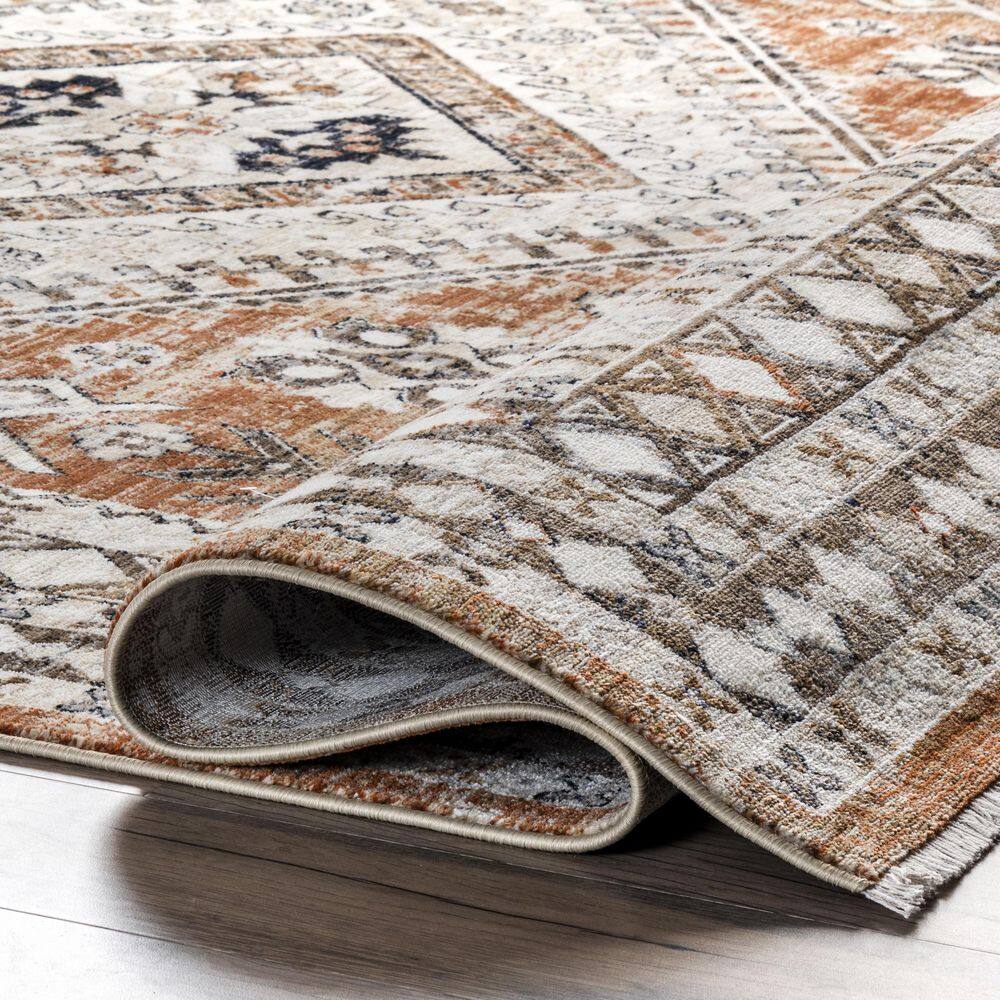 Vanesa Rust Medallion Synthetic 4' x 6' Area Rug