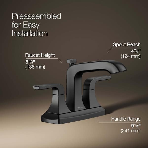 KOHLER Rubicon 4 in. Centerset 2-Handle Bathroom Faucet in Matte