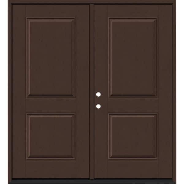 Steves & Sons Regency 72 in. x 80 in. 2P Squaretop LHIS Chestnut Stain Fiberglass Double Prehung Front Door with 6-9/16 Jamb