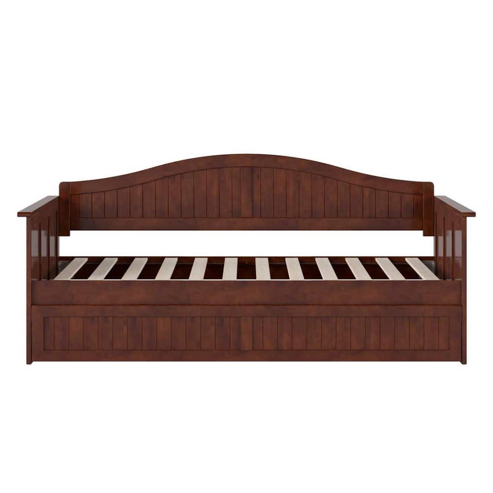 Nantucket Walnut Twin Wood Daybed with Trundle and Drawer