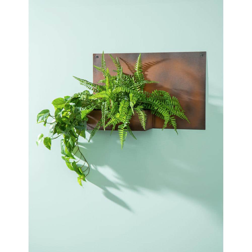 Rustic Galvanized Metal Rectangular Wall Planter for Indoor/Outdoor