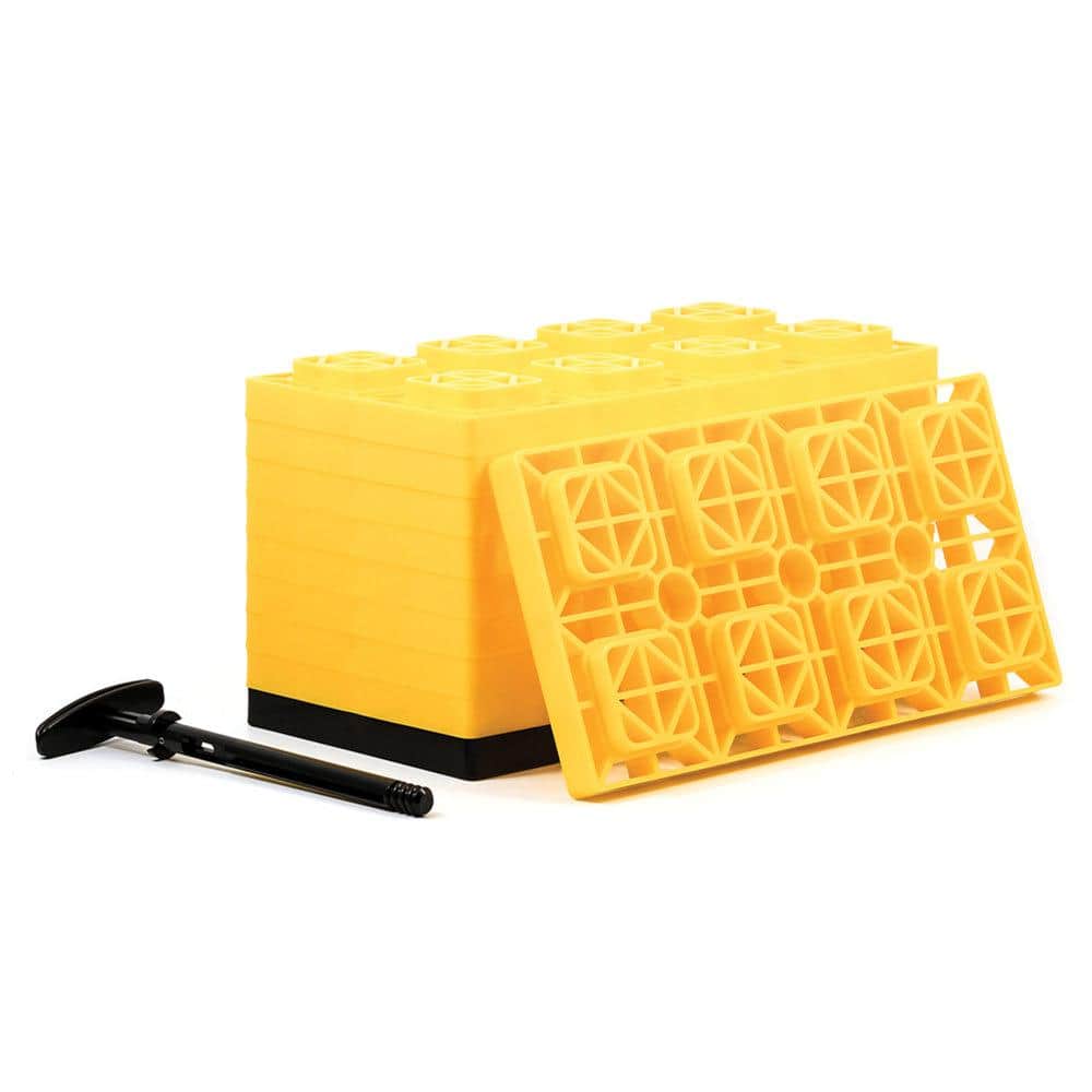 Camco Fasten Leveling Blocks With T-Handle, 4X2, Yellow 10 Pack -  44515