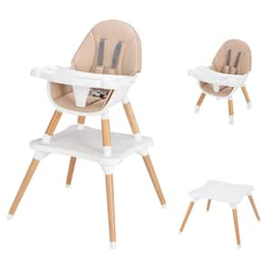 5-in-1 Beige Baby High Chair Infant Eat Chair with Booster Seat