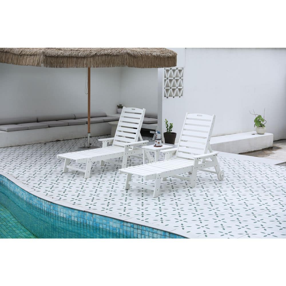75. 20 x 28. 74 x 39. 17 in. Outdoor 3-Piece White 2 Lounge Chairs and 1 Table For Garden Swimming Pool Beach price history on PriceWatchPro