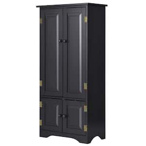 24 in. W x 13 in. D x 49 in. H Black Bathroom Accent Storage Linen Cabinet Floor Storage Cabinet with Adjustable Shelves