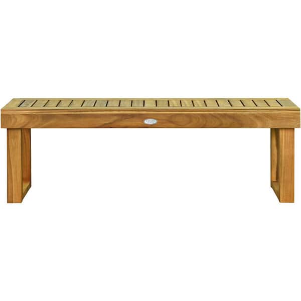 Unbranded 52 in. Acacia Wood Bench Chair with Slatted Seat, Teak