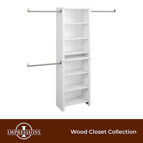 Impressions Standard 60 in. W - 120 in. W White Wood Closet System