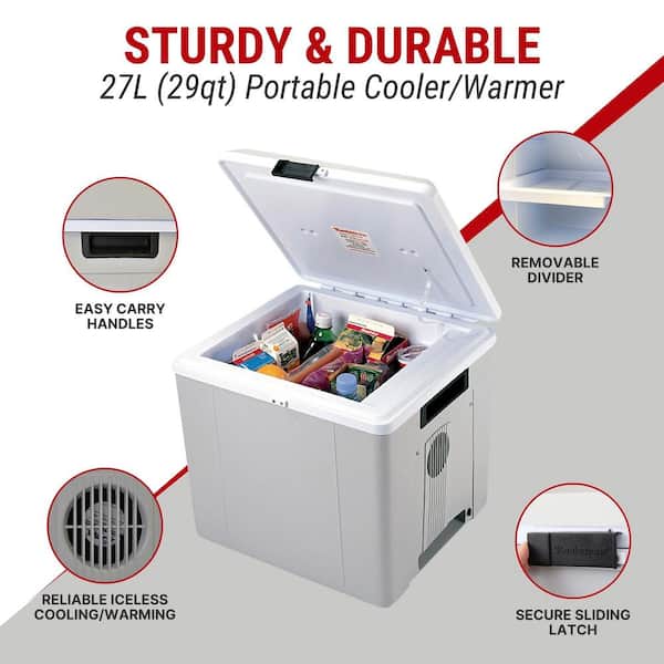 cigarette lighter cooler warmer Koolatron 12V Electric Cooler/Warmer, 27L (29 qt.) Thermoelectric Car Fridge,  Two-Way Design, Gray P27