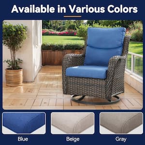 Modern 22 in. x 25 in. 8-Piece Deep Seating Outdoor Lounge Chair Cushion Set in Blue with Crescent-Shaped Design