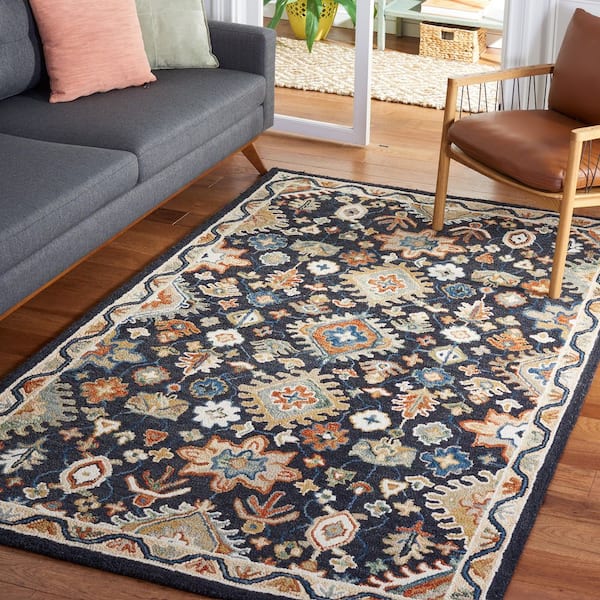 Aspen 5 ft. x 5 ft. Black/Rust Garden Diamond Square Area Rug
