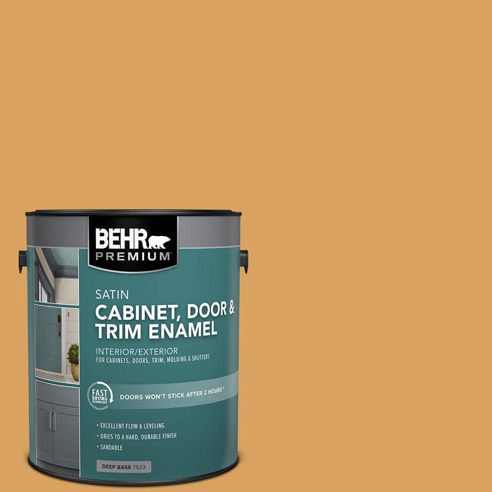 1 gal. #MQ4-10 Amber Brew Satin Enamel Interior/Exterior Cabinet, Door & Trim Paint